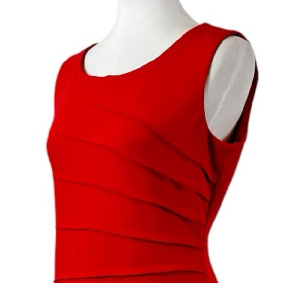 Calvin Klein Sheath Dress Sunburst Ruched Sleeveless Red Crimson Women’s Size 8 - Picture 10 of 15